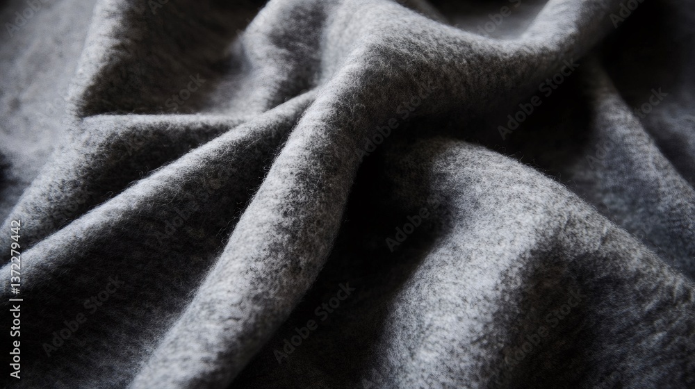 Poster soft charcoal gray wool fabric draped and folded creating an elegant background