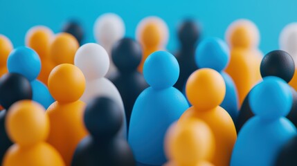 A colorful arrangement of stylized human figures in various sizes and colors, creating a sense of community and diversity.