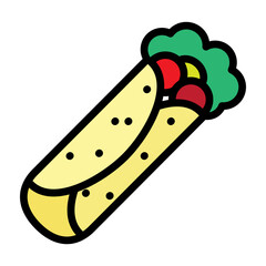 Burrito Vector Filled Icon Design