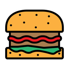 Burger Vector Filled Icon Design