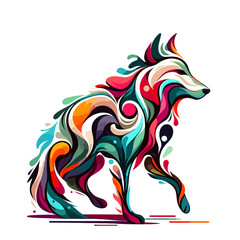 Vector illustration of a winged horse with tribal and floral elements, featuring a dragon-like design and ornamental details, blending nature, fire, and vintage style