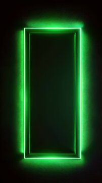 Neon green frame on black background