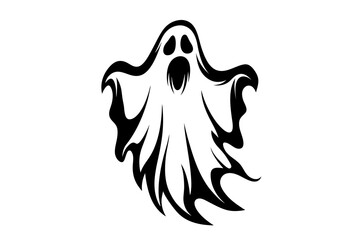 black and white svg vector, Halloween ghost icon