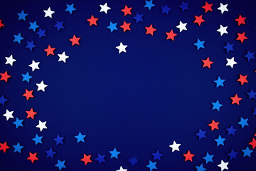red white and blue stars on a blue background