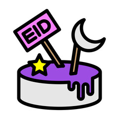 Eid Cake Vector Filled Icon Design