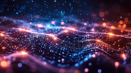 Obraz premium Abstract digital circuit board with glowing neon lines and patterns, representing high-tech connectivity --