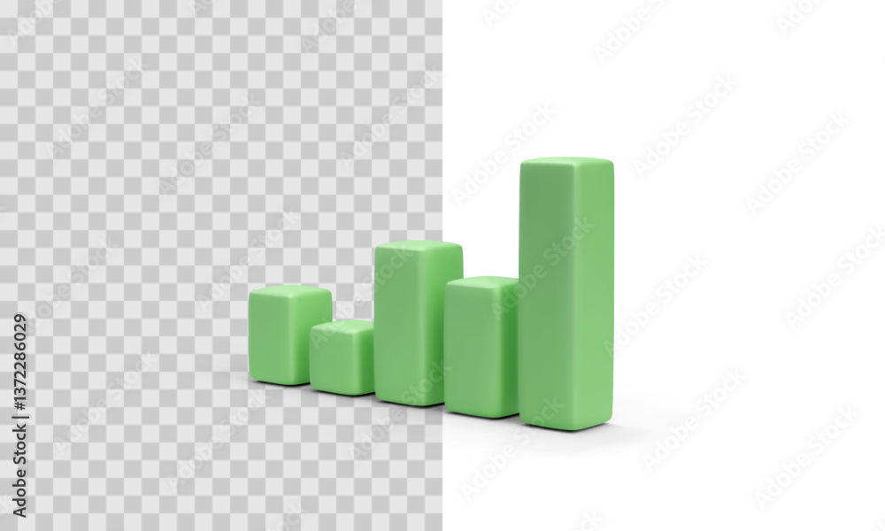Poster bar chart in 3d realistic style isolated on transparent background. vector illustration