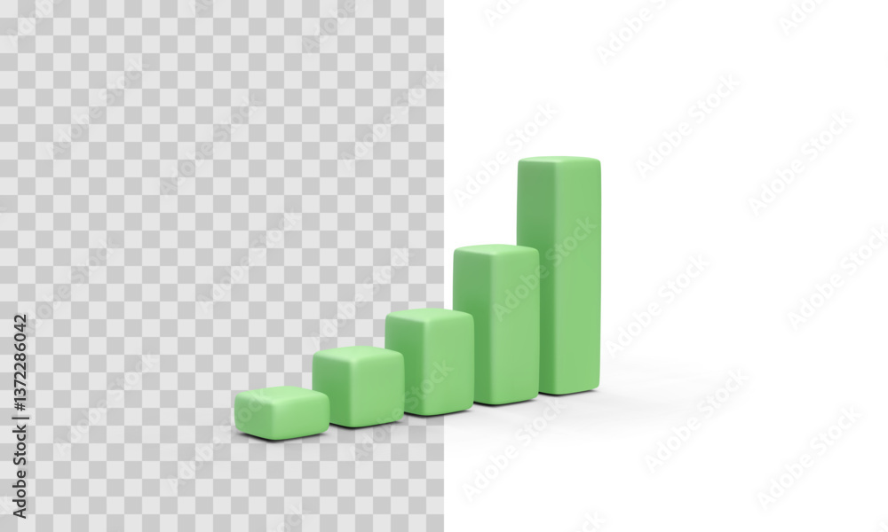 Poster bar chart in 3d realistic style isolated on transparent background. vector illustration