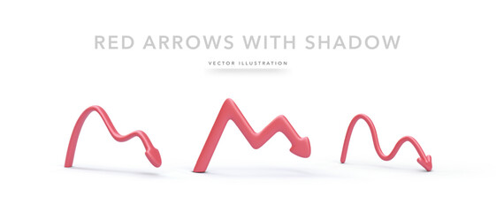 Set of arrows in 3d realistic style isolated on white background. Vector illustration