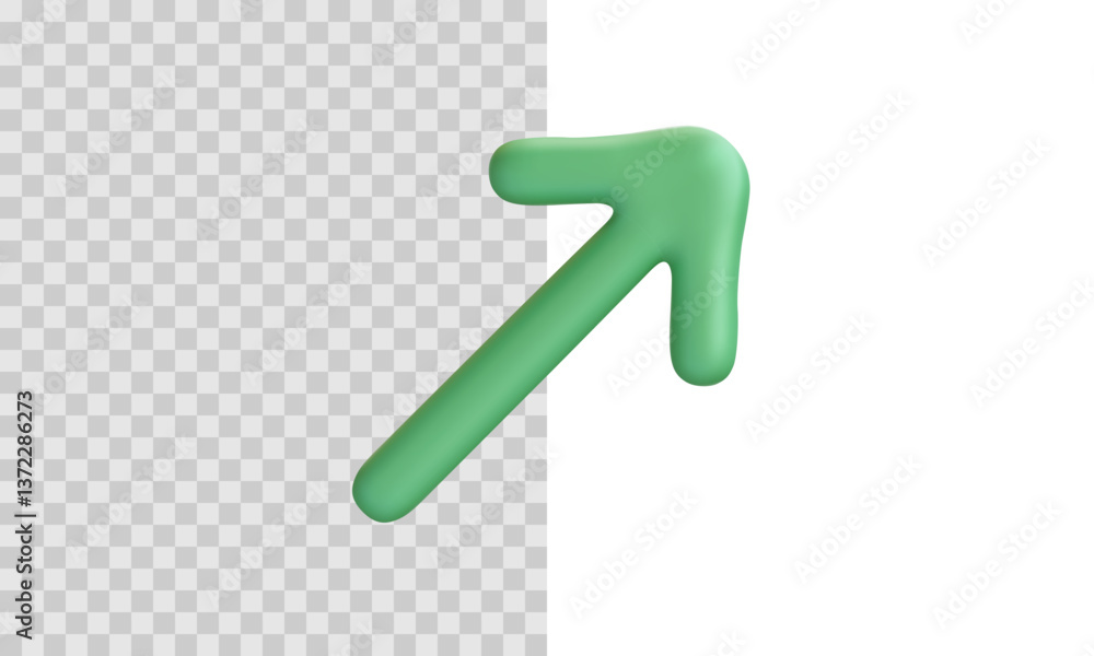 Poster green up arrow in 3d realistic style isolated on transparent background. vector illustration