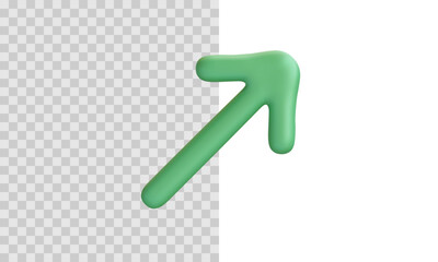 Green up arrow in 3d realistic style isolated on transparent background. Vector illustration