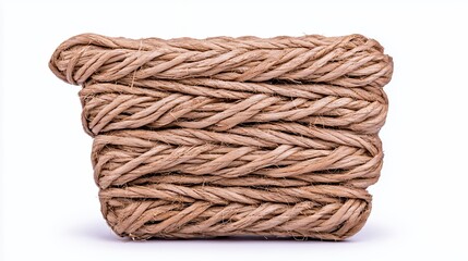 Obraz premium Natural Twisted Jute Rope Coil Isolated Against White Background