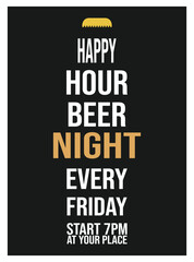 happy hour beer night poster flyer or  social media post design