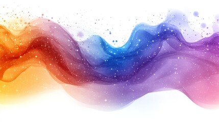 Colorful abstract wave with sparkles on white background