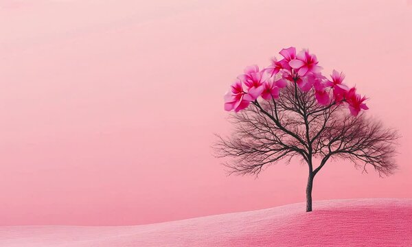 blossoming tree on pink.