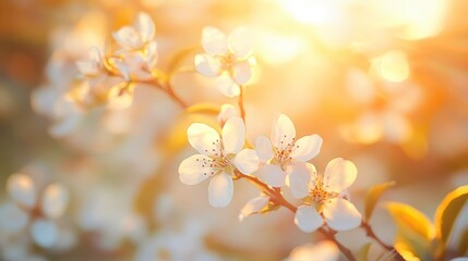 Spring blossoms, sunrise, garden, tranquil beauty, nature, perfect for spring theme