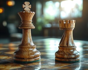 Chess pieces king rook strategy game