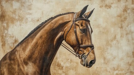 Equestrian horse portrait against textured background