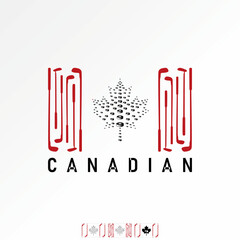 Logo design graphic concept creative premium vector stock image top sell flag canadian maple laef hockey stick athletic ice play championship frozen