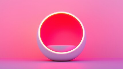 A serene pet relaxation pod glowing softly with calming holographic visuals and ambient music, Futuristic, warm and cool mix, sleek aesthetic. , closes up