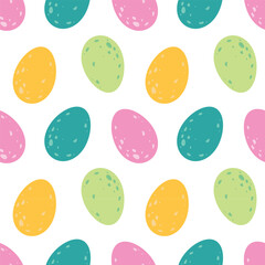 seamless easter eggs pattern, colorful easter eggs on white background vector illustration, design for easter decoration, prints,wrapping paper, textile, wallpaper, banner, backdrop,cards