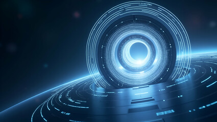 Contemporary Abstract Wallpaper Design: Concentric Circular Patterns & Gradient Overlays for Space Habitat Simulation - Ideal for Corporate Text Overlays in Photo Stock