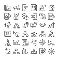 Business icons set with doodle style for web and media
