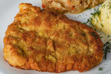 kotlet, schabowy, jedzenie, posiłek, obiad, smażone, płyta, dania, kartofel, lunch, gotowanie, wieprzowina, pieczone, grilla, knajpa