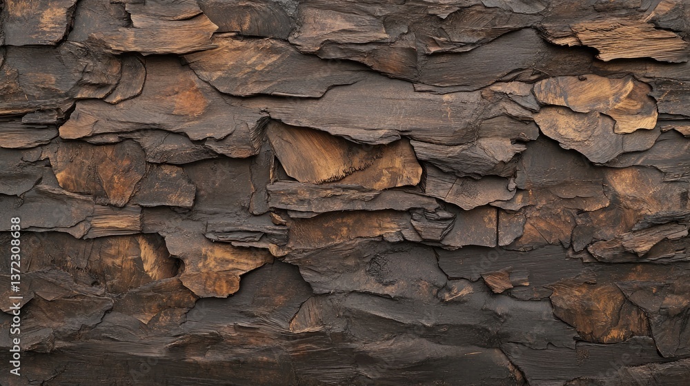 Poster textured bark surface with natural patterns and colors ideal for organic or rustic backgrounds in de