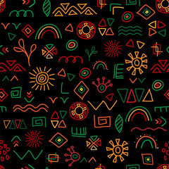 Hand drawn abstract seamless pattern, ethnic background, simple style - great for textiles, banners, wallpapers, wrapping - vector design