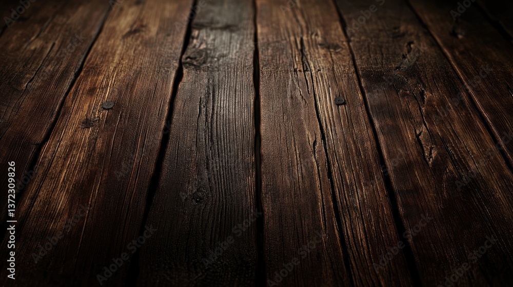 Poster dark wooden plank surface with natural texture and grain for rustic backgrounds and design elements