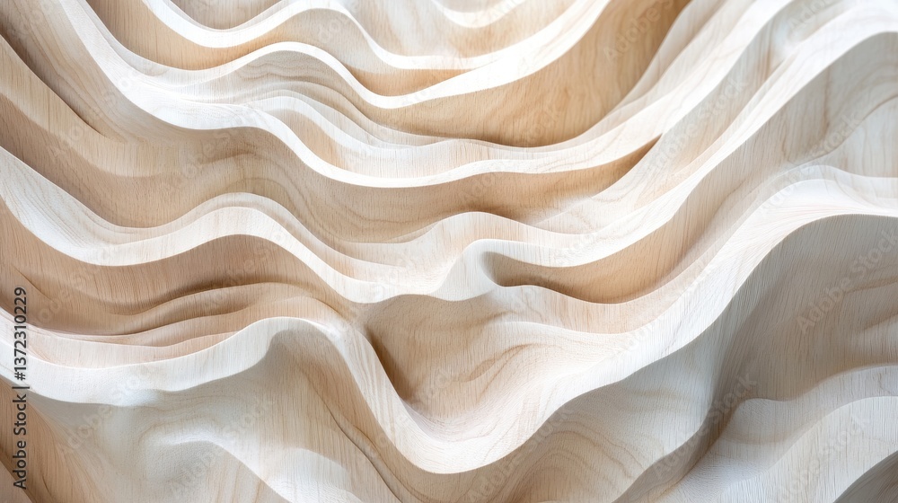 Poster textured waves of wood grain in natural tones creating an artistic layered appearance for unique dec