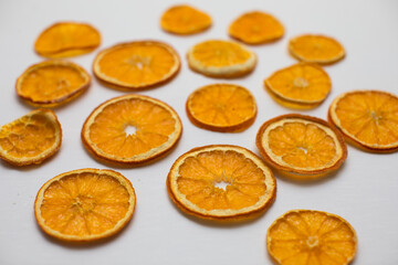 Closeup dehydrated orange slices 