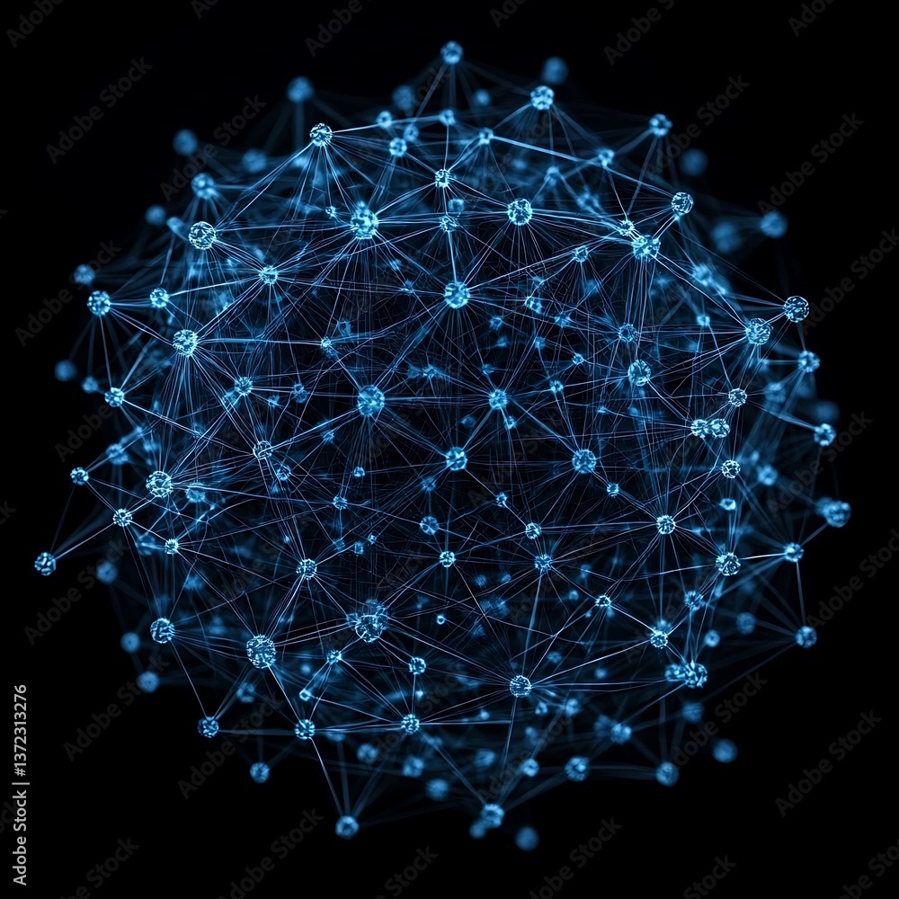 Poster a spherical structure displaying a network of interconnected nodes
