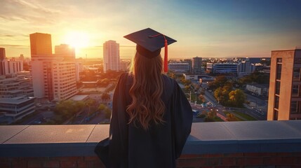 Graduation dreams: envisioning life's next chapter at sunset.