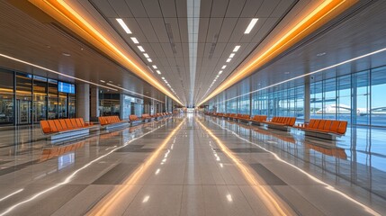 Modern Airport Terminal Interior: Sleek Design and Tranquil Atmosphere