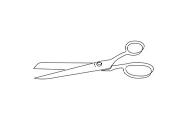 Gardening Pruning Shears Line Drawing with Editable Stroke, Construction wire cutters, pliers, vise grip, swagers one line art. Continuous line drawing of wire Cutting Scissor.