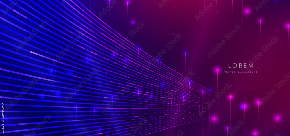 Aufkleber abstract technology futuristic digital concept curved lines with lighting glowing particles square e