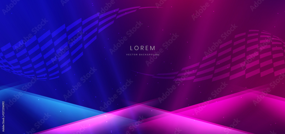 Poster abstract technology futuristic digital concept curved lines with lighting glowing particles square e
