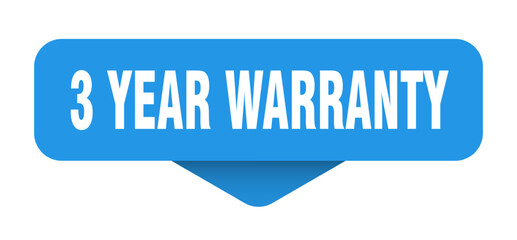 3 year warranty sticker. 3 year warranty sign on transparent background