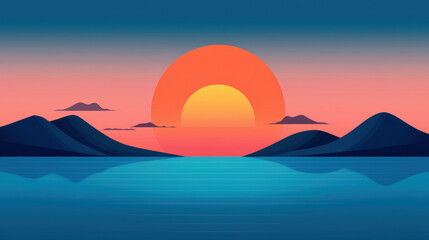 Fototapeta premium Tranquil sunrise over a serene lake representing mindfulness and calmness.