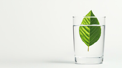 Obraz premium Leaf floating in clear water, showcasing nature's beauty and tranquility.