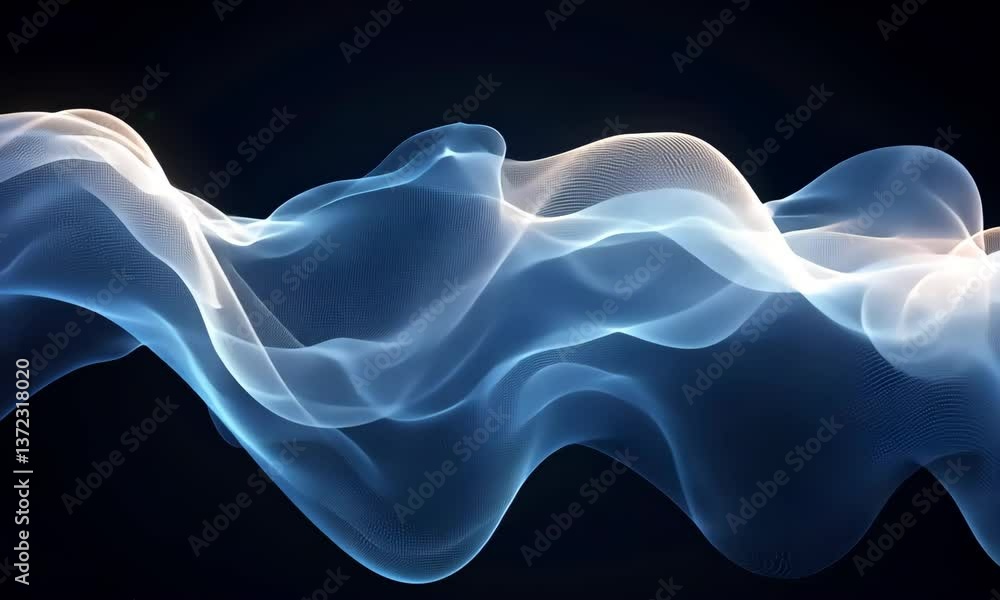 Poster abstract blue gradient flowing wave pattern background with depth, suitable for tech and presentatio