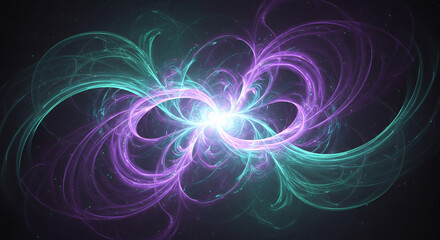 Fototapeta premium Abstract glowing energy spheres intertwined in a mesmerizing cosmic design.