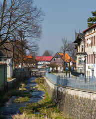 Fototapeta premium Cityscape of Bogatynia old town. Zgorzelec County, Lower Silesian Voivodeship (Dolny Śląsk), Poland. 