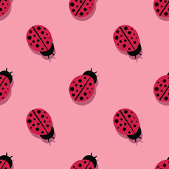 Ladybug minimal cute seamless pattern illustration