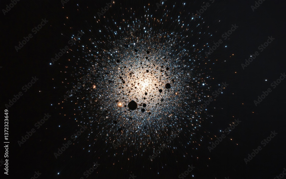 Poster abstract multicolored lights cluster on dark background