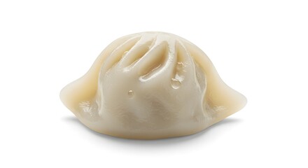 Naklejka premium A single, plump dumpling, delicately pleated and glistening, promising a flavorful and comforting bite, presented against a pure white backdrop.