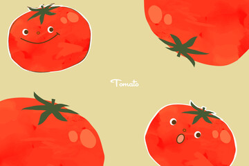 手描き風トマトの表情パターン