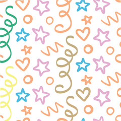 seamless pattern with colorful Party Confetti Spirals Seamless Pattern